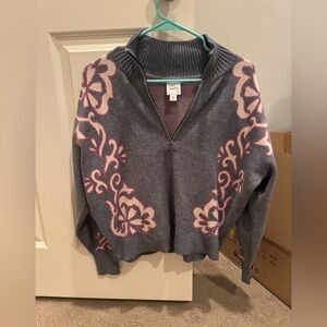 Maeve Gray and Pink Floral  Sweater